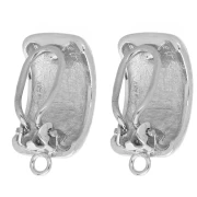Orecchini a clip rettangolari bombati per orecchie non forate 23,5x12 mm, bronzo bianco, 2 pezzi