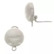 Orecchini a clip mezzapallina striata 22x16mm rodiato x2