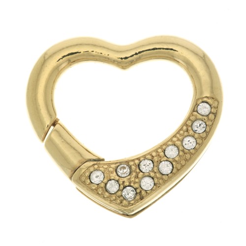 Chiusura cuore moschettone con Ossido di zirconio 20x22 mm - Dorato - Crystal x1