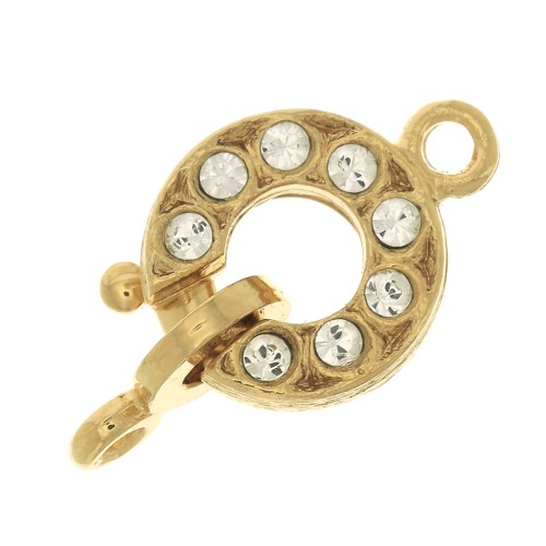 Chiusura moschettone e attacco tag con Ossido di zirconio 16x9 mm - Dorato - Crystal x1