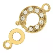 Chiusura moschettone e attacco tag con Ossido di zirconio 16x9 mm - Dorato - Crystal x1