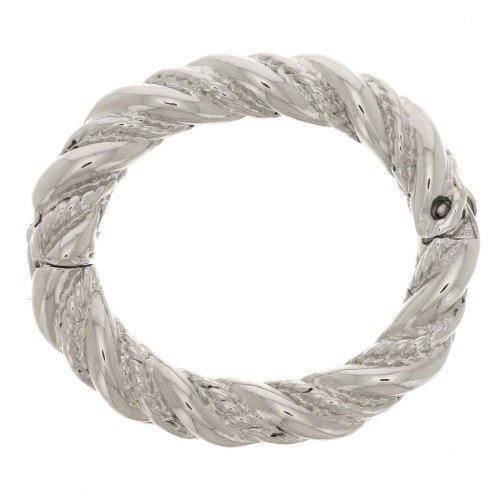 Chiusura ovale intracciata e lavorata clip in 28x25 mm - rodiato x1