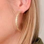 Orecchini cerchio design striate 52 mm - Dorato x2