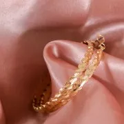 Orecchini cerchio design striate 52 mm - Dorato x2