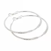 Orecchini cerchio piatte e striate 52.5 mm - Rodio x2