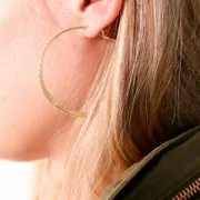 Orecchini cerchio piatte e striate 52.5 mm - Rodio x2