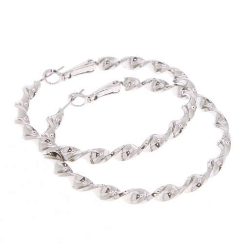 Orecchini a cerchio intrecciati 50 mm - Rodiox2