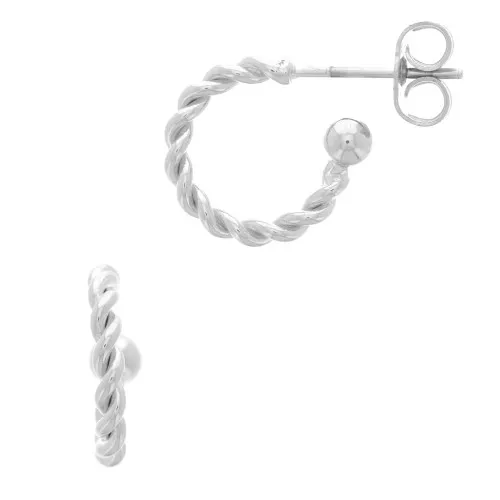 Mini orecchini cerchio corda intracciata 11mm Placcatura argento antico x2