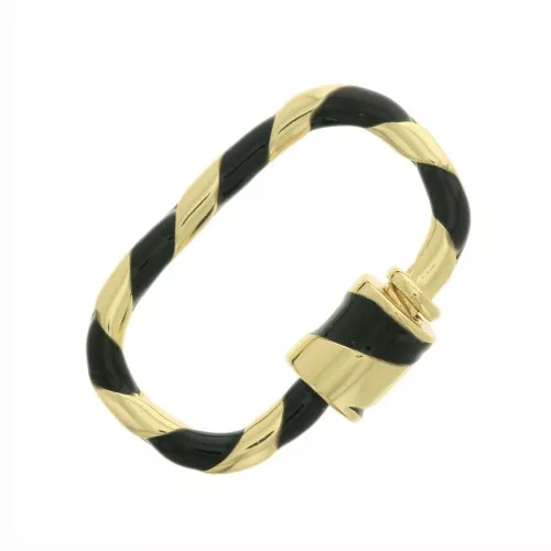 Chiusura ovale da avvitare con resina 25x16 mm - Dorato - Nero x1