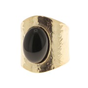 Anello martellato regolabile per cabochon 14x10 mm - Dorato con oro fine x1