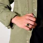 Anello martellato regolabile per cabochon 14x10 mm - Placcatura argento fino x1