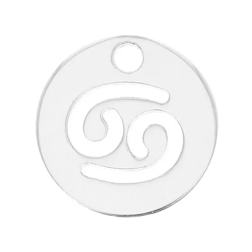 Ciondolo tondo 10 mm - segno zodiacale Cancro - Argento 925 x1