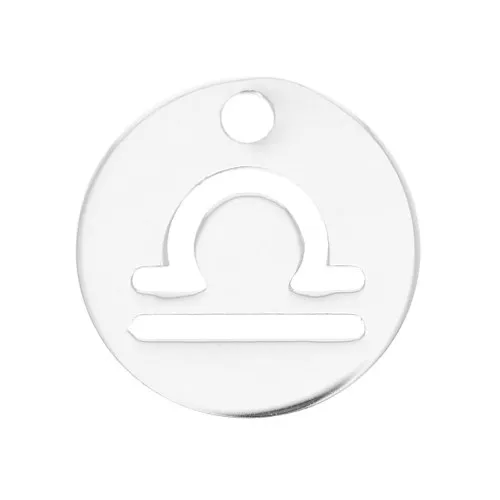 Ciondolo tondo 10 mm - segno zodiacale Bilancia- Argento 925 x1