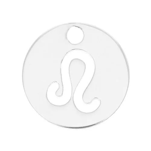 Ciondolo tondo 10 mm - segno zodiacale Leone - Argento 925 x1