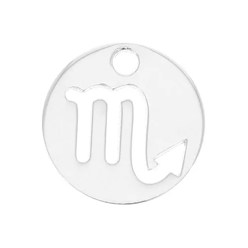 Ciondolo tondo 10 mm - segno zodiacale Scorpione - Argento 925 x1