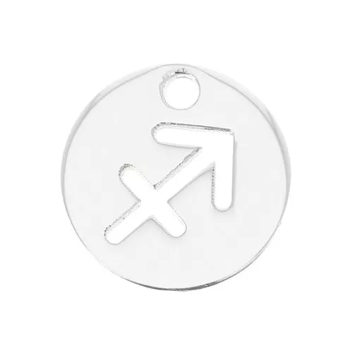 Ciondolo tondo 10 mm - segno zodiacale Sagittario- Argento 925 x1