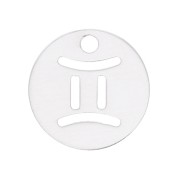 Ciondolo tondo 10 mm - segno zodiacale Gemelli - Argento 925 x1
