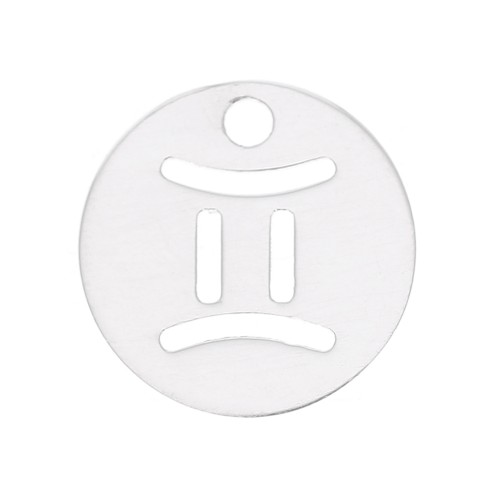 Ciondolo tondo 10 mm - segno zodiacale Gemelli - Argento 925 x1