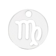 Ciondolo tondo 10 mm - segno zodiacale Vergine- Argento 925 x1