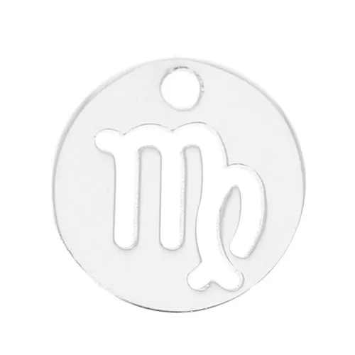 Ciondolo tondo 10 mm - segno zodiacale Vergine- Argento 925 x1