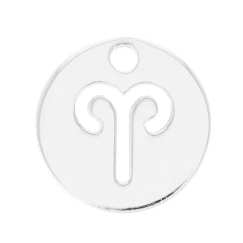Ciondolo tondo 10 mm - segno zodiacale Ariete - Argento 925 x1