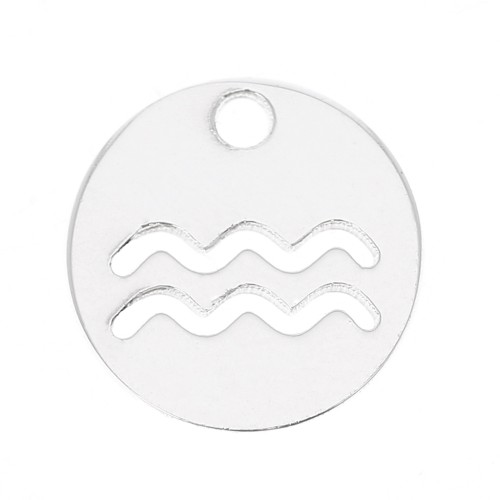 Ciondolo tondo 10 mm - segno zodiacale Acquario - Argento 925 x1