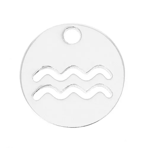 Ciondolo tondo 10 mm - segno zodiacale Acquario - Argento 925 x1