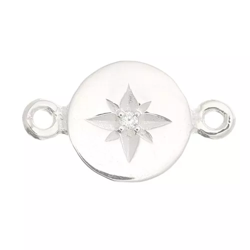 Distanziatore tondo stella del nord con Ossido di zirconio 8 mm - Argento 925 - Crystal x1