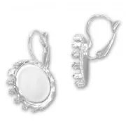 Orecchini con ganci chiusi castone cabochon mm. 18 argentato x2