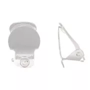 Orecchini a clip con piattino da 10 mm - per orecchie non forate - placcati in rhodium x2