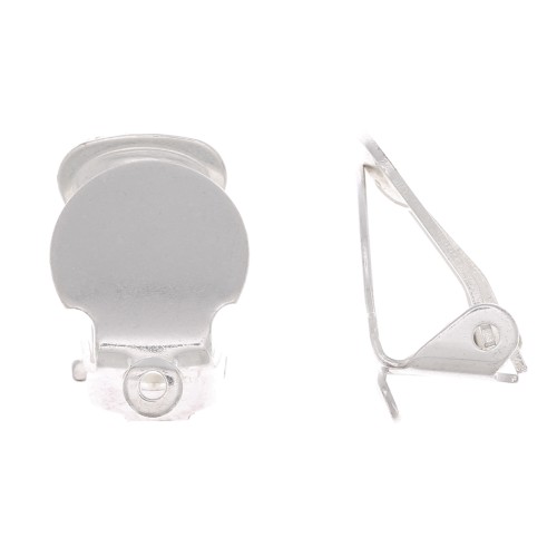 Orecchini a clip con piattino da 10 mm - per orecchie non forate - placcati in rhodium x2