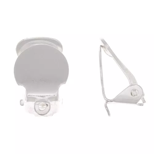 Orecchini a clip con piattino da 10 mm - per orecchie non forate - placcati in rhodium x2