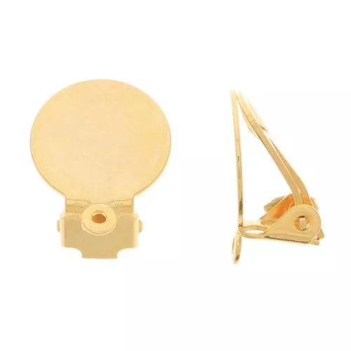 Orecchini a clip con base per orecchie non forate 12 mm - Dorato con oro fine x2