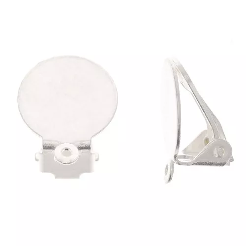 Orecchini a clip con base per orecchie non forate - 12 mm - Argentato x2