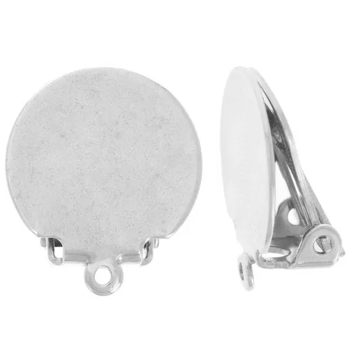 Orecchini a clip con base per le orecchie non forate - 15 mm - Rodiato x2