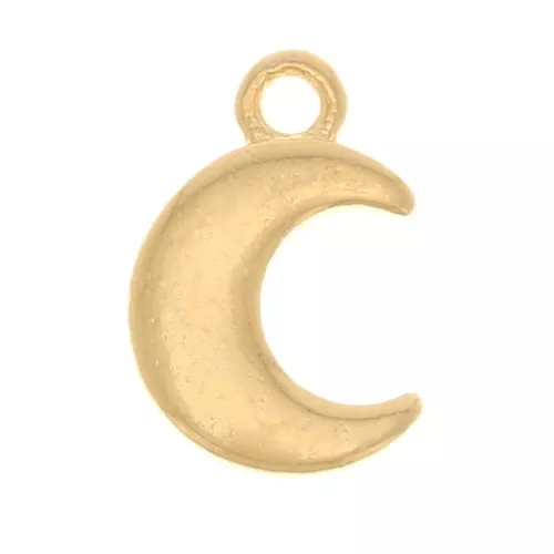 Mini ciondolo luna 8x5 mm - Dorato con oro fine x1