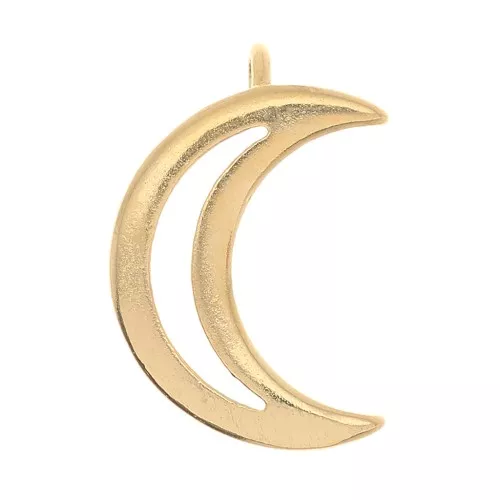 Ciondolo luna scavata 12x8 mm - Dorato con oro fine x1
