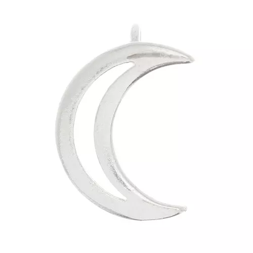 Ciondolo luna scavata 12x8 mm - Argentato x1