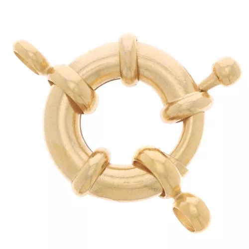 Chiusura anello a molla 15 mm - Dorato con oro fine x1