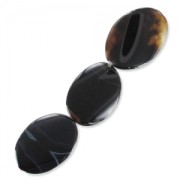 Perlina Black Agate oliva piana attorcigliata mm. 35x25 x1