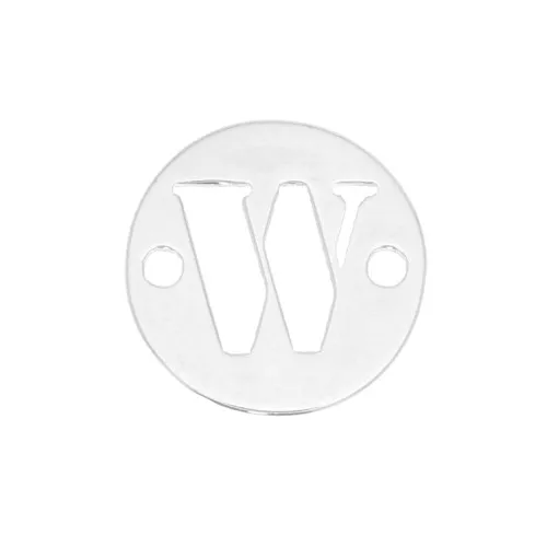 Distanziatore tondo 2 fori lettera W 8.5 mm in Argento 925 x1