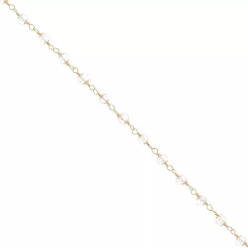 Catena con perle sfaccettate in vetro 6 mm Dorato/Trasparente x50cm