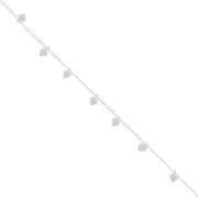 Catena maglia rombo con perle grappolo 7.4 mm Argentato x50cm