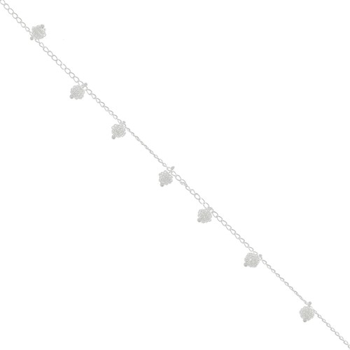 Catena maglia rombo con perle grappolo 7.4 mm Argentato x50cm