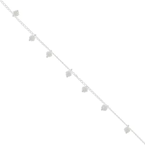 Catena maglia rombo con perle grappolo 7.4 mm Argentato x50cm