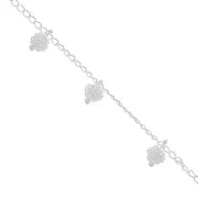 Catena maglia rombo con perle grappolo 7.4 mm Argentato x50cm