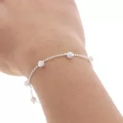 Catena maglia rombo con perle grappolo 7.4 mm Argentato x50cm