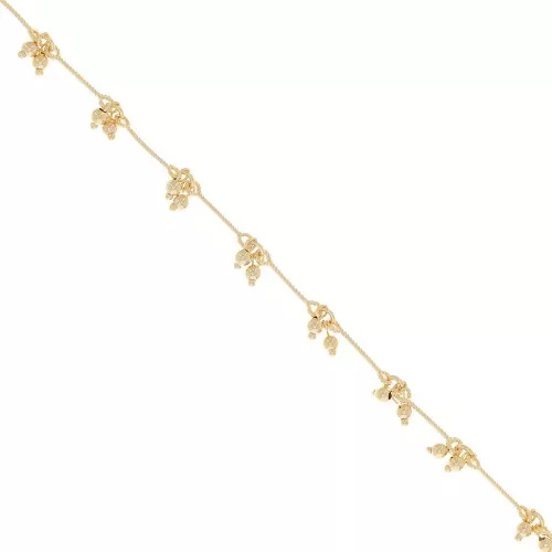 Catena con diamanti fantasia e piccole perle 13 mm Dorato x 20 cm