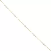 Catena maglia rombo con imitazione perle di acqua dolce 4 mm Dorato x50cm