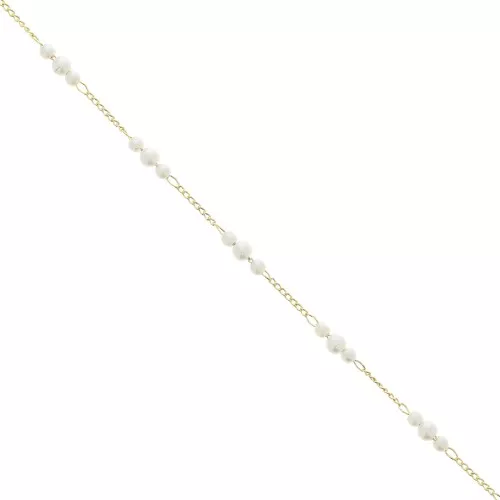 Catena maglia rombo con imitazione perle di acqua dolce 4 mm Dorato x50cm